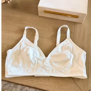 Sleep by Cacique White Ribbed Bralette Wireless Triangle Bra 42B